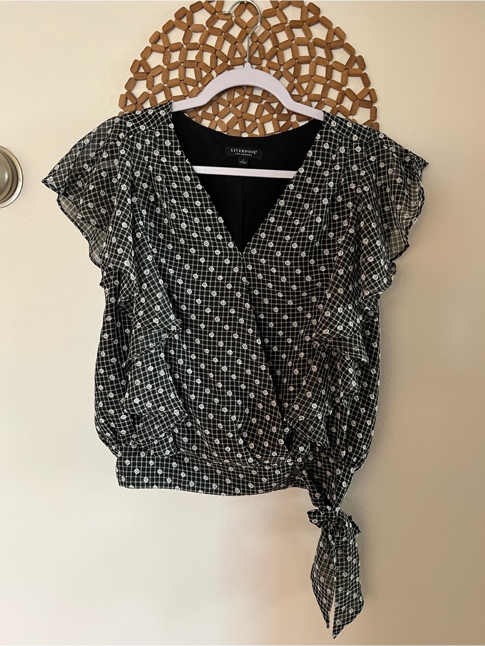 Flutter sleeve tie waist blouse
